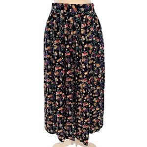 Vintage 90s Lee David Floral Midi Skirt M Dark Boho Cottagecore Prairie Teacher